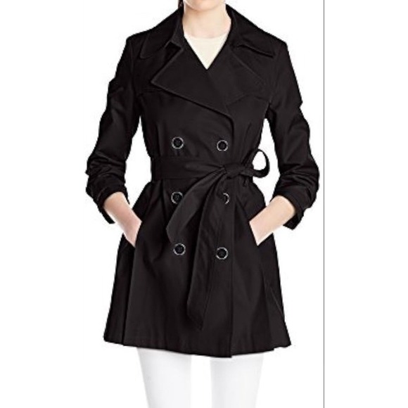 Via Spiga Jackets & Blazers - Via Spiga Womens‎ Double Breasted Belted Trench Coat Lined Pockets Black Sz XL